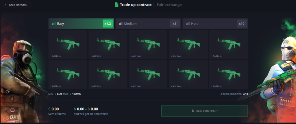 trade up contract