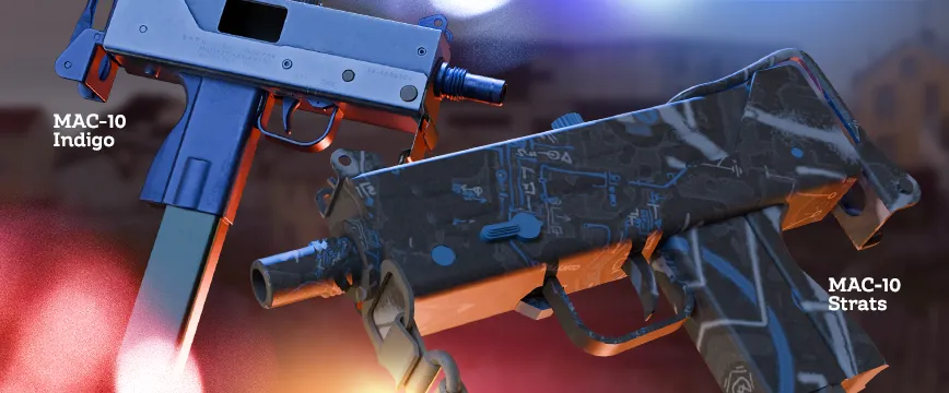 Consumer Grade (White) FAMAS Skins: FAMAS | Night Borre featuring intricate blue and silver Nordic patterns, and FAMAS | Contrast Spray with a minimalistic black and white spray-painted design. Showcase of popular white rarity FAMAS skins displayed against a soft blurred background with subtle lighting effects.