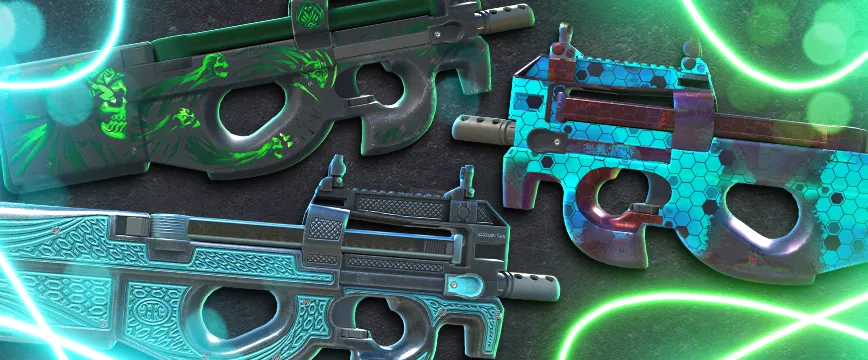 CS2 (CS:GO) Mil-Spec AWP skins: AWP | Capillary with red and blue vein patterns, AWP | Black Nile featuring sleek black and silver wave designs, and AWP | Acheron with skull-themed red and blue artwork. Showcase of popular blue rarity AWP skins against a dynamic dark background with glowing light effects.