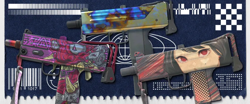 Image of CS2 (CS:GO) Restricted AK-47 skins: AK-47 | Slate with a sleek black design, AK-47 | Orbit Mk01 featuring futuristic red accents, and AK-47 | Blue Laminate with a distinctive blue woodgrain pattern. These purple rarity CS:GO skins highlight unique visual styles and are popular among CS2 players.